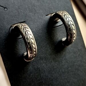 Brighton Silver Hoop Earrings with Engraved Design